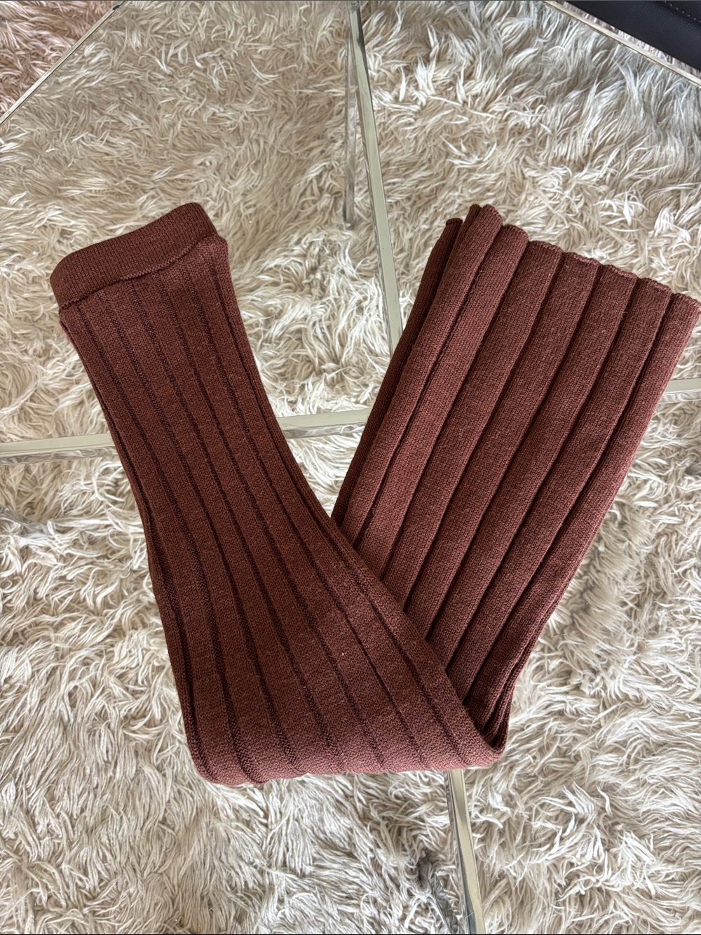 Zara Girls Soft Ribbed Knit Brown Pants 13/14